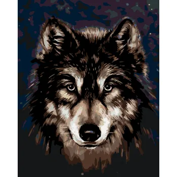 ZUTY Malování podle čísel - HLAVA HUSKYHO NA TMAVÉM POZADÍ Rozměr: 40x50 cm, Rámování: bez rámu a bez vypnutí plátna