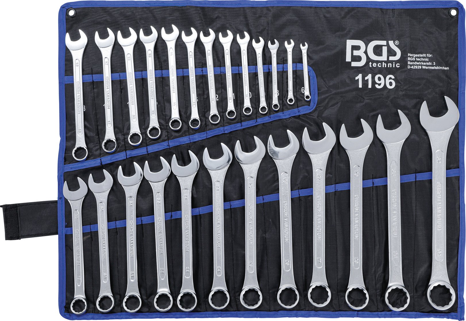 BGS technic Očkoploché klíče, velikosti 6-32 mm, sada 25 ks v obalu - BGS 1196
