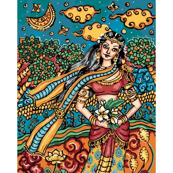 ZUTY Malování podle čísel - INDICKÁ ŽENA Rozměr: 40x50 cm, Rámování: bez rámu a bez vypnutí plátna