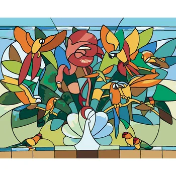 ZUTY Malování podle čísel - MOZAIKA PTÁCI (D. RUSTY RUST) Rozměr: 40x50 cm, Rámování: bez rámu a bez vypnutí plátna