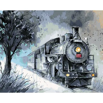 ZUTY Malování podle čísel - PARNÍ LOKOMOTIVA Rozměr: 40x50 cm, Rámování: bez rámu a bez vypnutí plátna