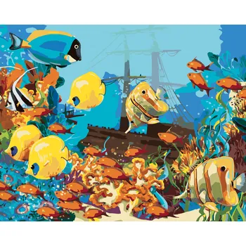ZUTY Malování podle čísel - HEJNO RYB Rozměr: 40x50 cm, Rámování: bez rámu a bez vypnutí plátna