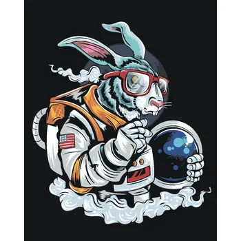 ZUTY Malování podle čísel - KRÁLÍK KOSMONAUT Rozměr: 40x50 cm, Rámování: bez rámu a bez vypnutí plátna