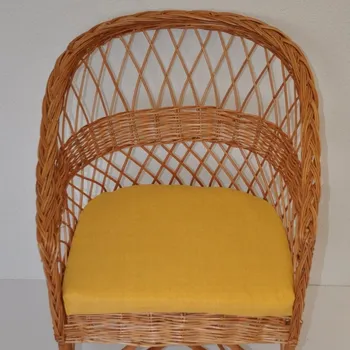 Podsedák Nábytek PEGAS Polstr na křeslo z vrbového proutí - látka žlutý melír
