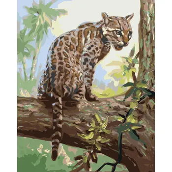 ZUTY Malování podle čísel - OCELOT MLÁDĚ NA STROMĚ (D. RUSTY RUST) Rozměr: 80x100 cm, Rámování: bez rámu a bez vypnutí plátna