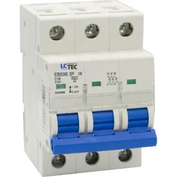 Jistič LC TEC Elektrický jistič EBS9B - 3-pólový, 6kA Jmenovitý proud In: 16 A, Charakteristika: C