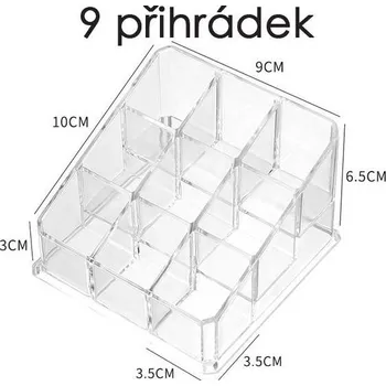 Organizér na kosmetiku Organizér na kosmetiku | stojan na rtěnky plastový - 9 přihrádek