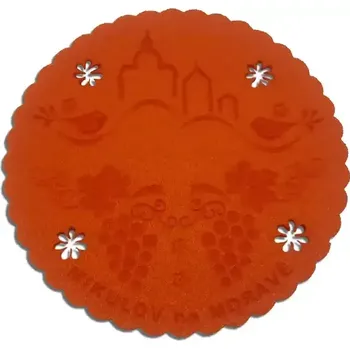 Podtácek Podtácek z plsti Moravský vzor 05 kulatý oranžová