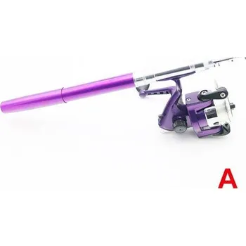 Rybářský prut Prut a naviják do kapsy - teleskopický prut - více barev - nachová,1m