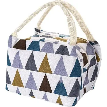 Termotaška se vzorem | taška na potraviny, styl trojúhelníky - Modrá