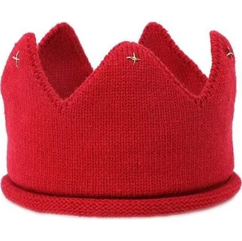 Čepice Pletená korunka na hlavu | dětská čepice - Červená s křížkem