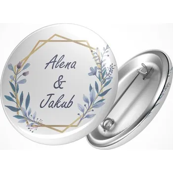 Svatební dekorace Svatební placka s vašimi jmény - průměr 25 mm