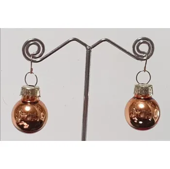 Náušnice Vánoční náušnice baňky - zlatorůžová matná