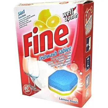 Přípravek do myčky Welldone Fine 5v1 Lemon Fresh, tablety do myčky, 40ks