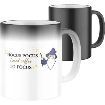 Magický keramický hrnek s potiskem Hocus pocus, I need coffee to focus