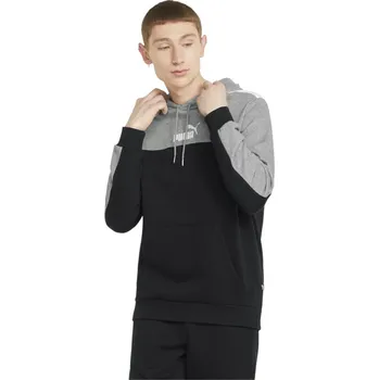 Pánské oblečení PUMA PÁNSKÁ MIKINA S KAPUCÍ ESS+ BLOCK HOODIE FL BLACK-GREY 849036 01 Velikost: XL