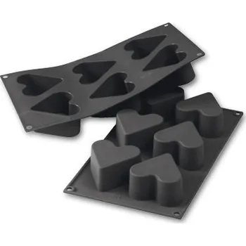 Forma na pečení Martellato Silikonová forma Srdce - černá (6 ks)