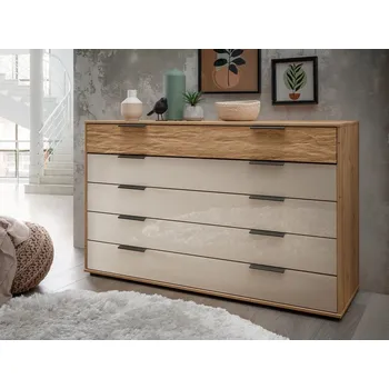 Komoda Komoda VANCOUVER dub bianco/sklo champagner