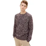 TOM TAILOR PÁNSKÝ MELÍROVÝ SVETR KE KRKU - VÍNOVÝ XL