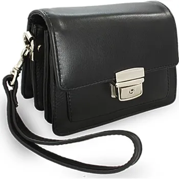 Kabelka Arwel Menší kožená pánská klopnová etue - česká výroba; černá SKL