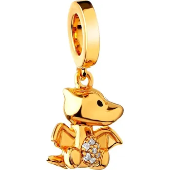 Přívěsek Pozlacený stříbrný přívěsek beads se zirkony a smaltem - drak - AP531-5651