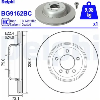 Brzdový kotouč Brzdový kotouč DELPHI BG9162BC