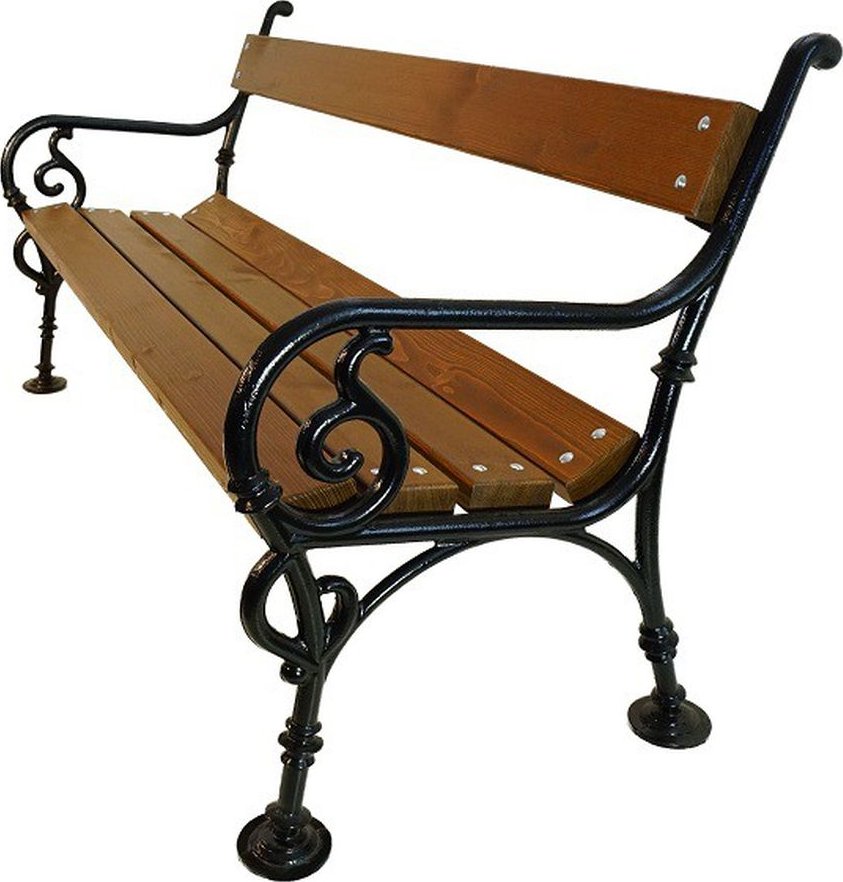Parková lavička P1 1500 mm se smrkovými prkny a litinovou konstrukcí
