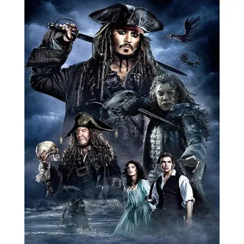 Diamantové malování Čína Diamantové malování - motivy z oblíbené série "Piráti z Karibiku" - kulaté diamanty I Rozměry: 20x25 cm, Barva: C