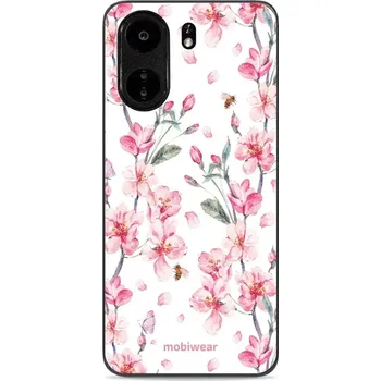 Pouzdro na mobilní telefon Lesklý kryt Mobiwear Glossy - Xiaomi Poco C65 - G033G - Růžové květy (Prémiové lesklé pouzdro, obal, kryt Mobiwear Glossy na mobil Xiaomi Poco C65 - G033G - Růžové květy, materiál Plast + TPU silikon - krytí po všech stranách, neošoupatelný potisk, tenké)