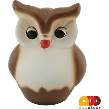 Pokladnička Pokladnička sova malá bílo-hnědá 16 cm (Kasička sova)