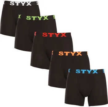 Pánské spodní prádlo 5PACK pánské boxerky Styx long sportovní guma černé (5U9602) L Možnost vrácení zboží ZDARMA do 120 dnů!