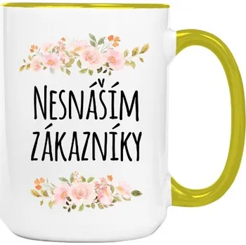 Hrnek malý barevný s potiskem Nesnášim zákazníky - Hrnek