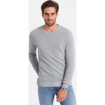 Pánský svetr Ombre Clothing Pánský klasický svetr Avawr světle šedá M V5 OM-SWSW - 0104