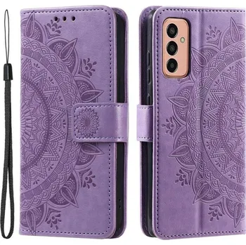 Pouzdro na mobilní telefon Mandala PU kožené peněženkové pouzdro na mobil Samsung Galaxy M13 4G - fialové