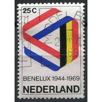 Poštovní známka Nederland post (1969) MiNr. 926 - O - Nizozemsko - 25 let Celní unie Beneluxu varianta razítka 1