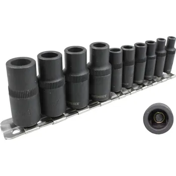 Gola sada Triumf Nástrčné hlavice, pro upnutí závitníků , magnetické, 1/4", 3/8", sada 8 ks na liště