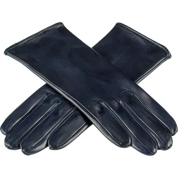 Rukavice Kožené dámské rukavice s hedvábnou podšívkou a rozparkem Barva: Modrá, Velikost: 7