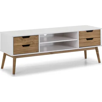 Televizní stolek TV stolek z masivu VAN dřevo borovice bílo medový odstín