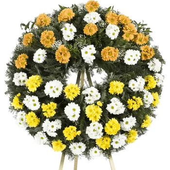 Věnec Smuteční věnec barevné kopretinové chryzantémy žluté 50 květů