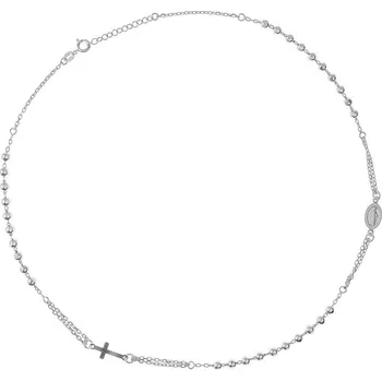 Náhrdelník Argento 91881 Stříbrný náhrdelník - růženec, 3 desítky, křížek, Zázračná medailka, délka 45 až 48 cm