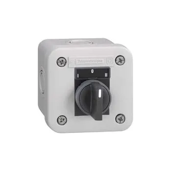 vypínač a zásuvka XALE1333 Ovl. skříň XAL-E, přepínač 3 polohy, I, O, II, bílá, 2Z, Schneider Electric