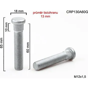 Šroubek na kolo Kolový Svorník M12x1,5x60mm, průměr tisicíhranu 13mm (Kolový šteft)