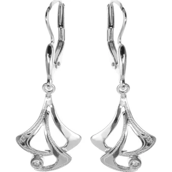 Náušnice Argento 66507 Stříbrné náušnice - s ručním gravírem, čirý kulatý zirkon