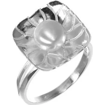 Prsten Argento 71540 Stříbrný prsten - bílá syntetická perla ve tvaru kuličky | Velikost prstenu: 58mm