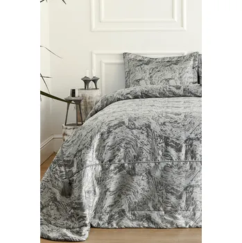 Přehoz na lůžko Přehoz na postel VALERIA v dárkovém balení s polštáři Šedá Set na dvojlůžko