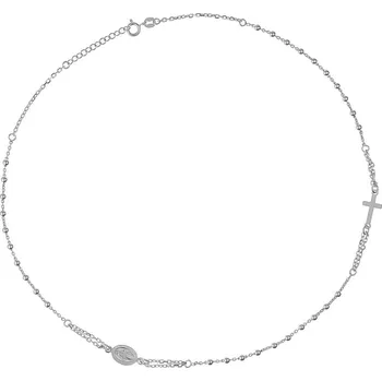 Náhrdelník Argento 91863 Stříbrný náhrdelník - růženec, 3 desítky, křížek, Zázračná medailka, délka 45 až 48 cm