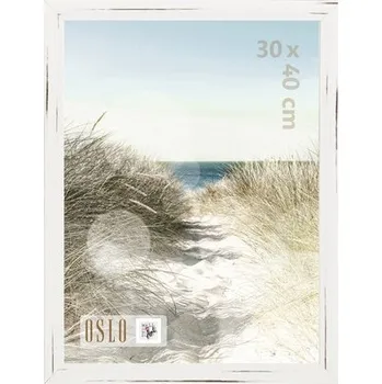 Rám na obraz Fotorámeček plastový, s optikou dřeva Oslo bílý 30x40cm