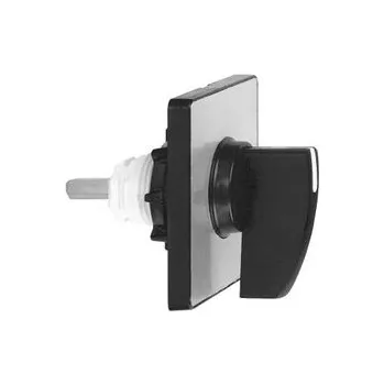 vypínač a zásuvka KBD1H Ovl. hlavice 60x60mm, kovová barva, černá rukojeť, prázdné pro gravírování, Schneider Electric