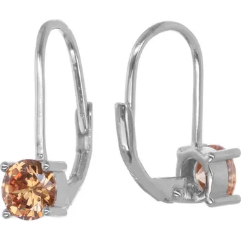 Náušnice Argento 65887 Stříbrné náušnice - hnědý kulatý zirkon