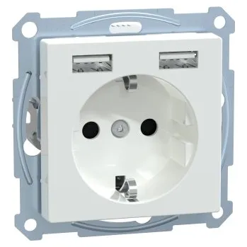 Stavebniny SCHN MTN2366-0325 Merten - Zásuvka 250V/16A SCHUKO + 2x USB 2.4A, System M, Active